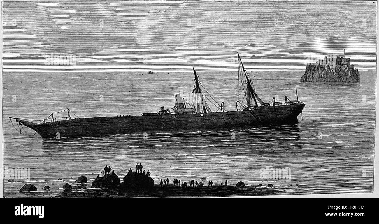 Naufrage de l'Afrique Société Steamship Soudan dans la baie de Funchal, Madère, ILN 1875 Banque D'Images