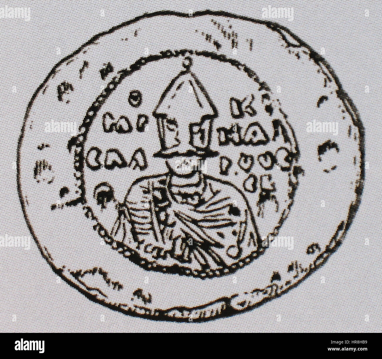 Cette image représente le sceau sage de Yaroslav, un artefact historique important de la période médiévale de la Rus de Kiev. Il représente Iaroslav le Sage, une figure clé de l'histoire russe, associée au développement politique et culturel. Banque D'Images