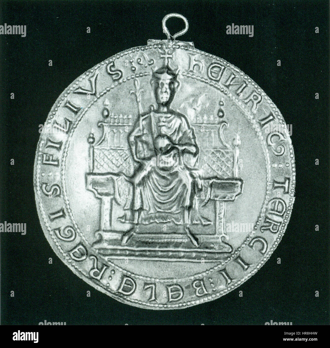 Le Globe terrestre Royal avec la double croix sur le joint d'Emeric, roi de Hongrie Banque D'Images