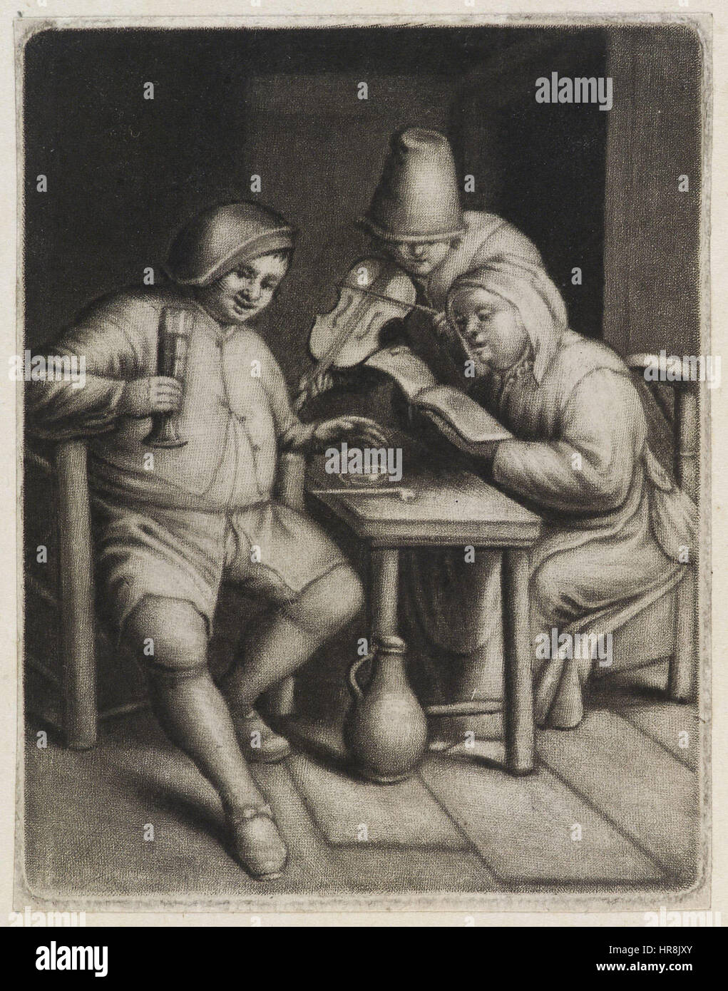 Une scène de taverne, dans une peinture de John Smith, un artiste mort en 1743. Banque D'Images