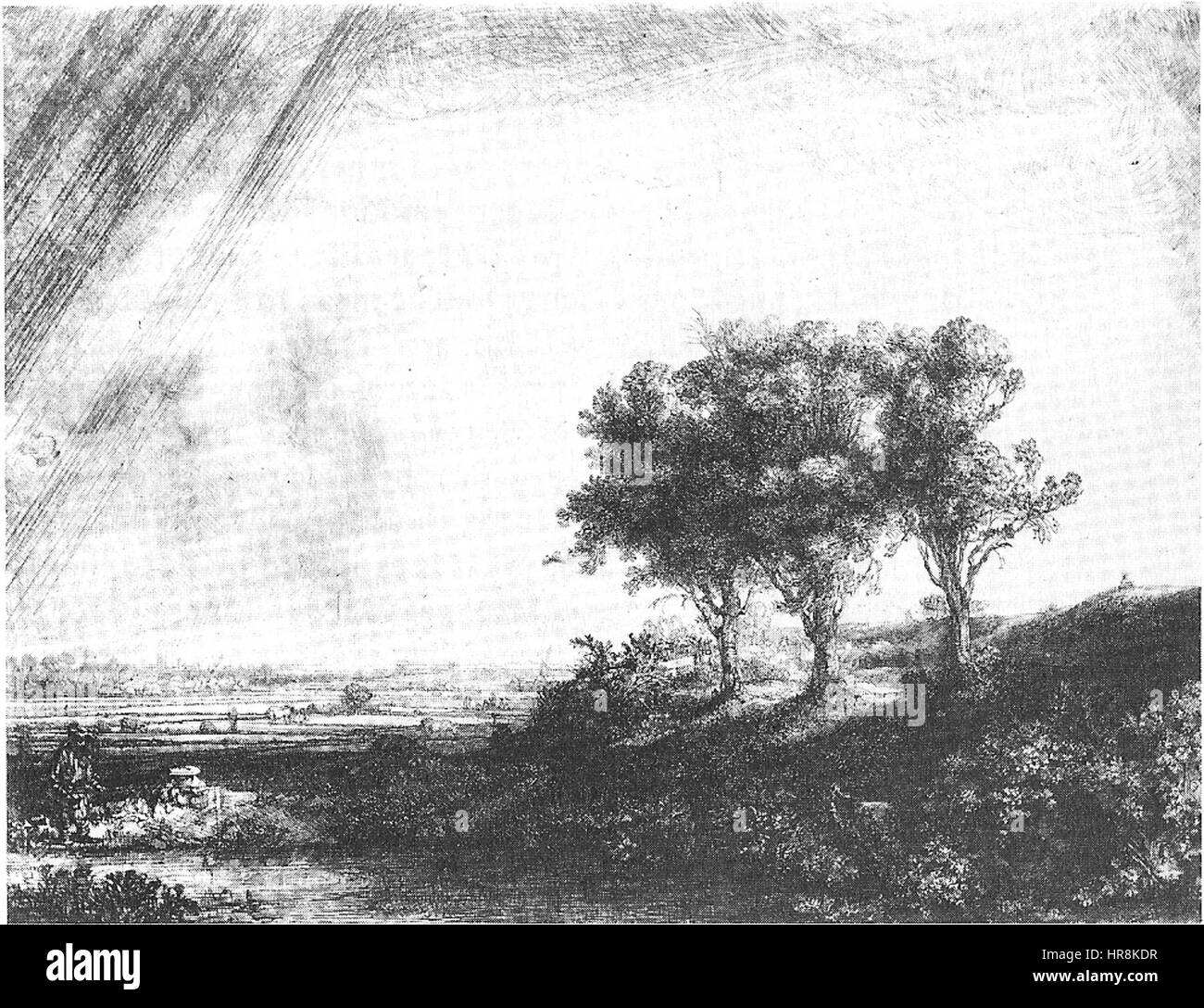 Les trois arbres - Gravure - 200dpi Banque D'Images