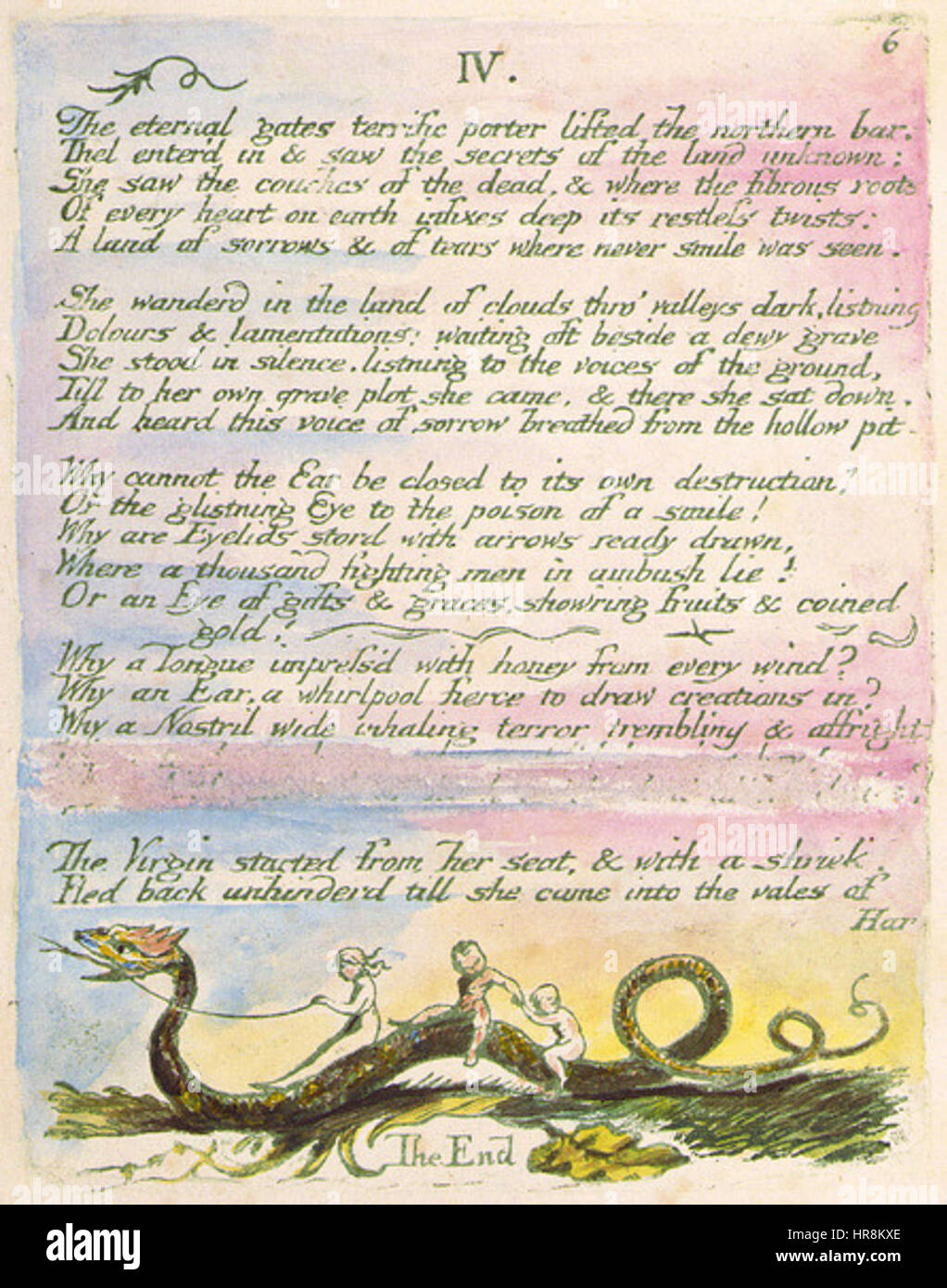 Le Livre de Thel copie J1789 C8 Objet de la bibliothèque Houghton Banque D'Images