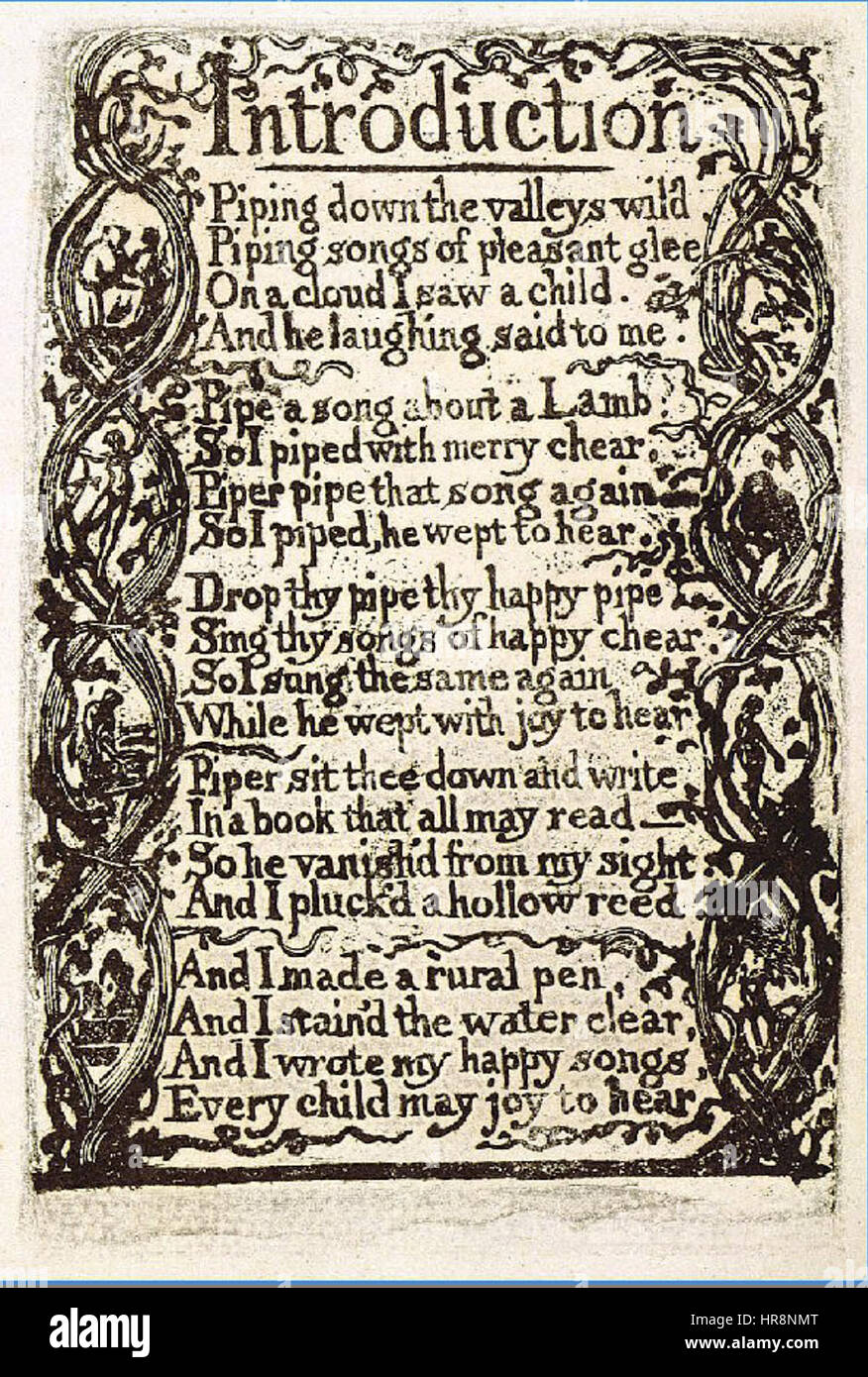 William Blake Introduction Chansons d'Innocence exemplaire U 1789 Banque D'Images