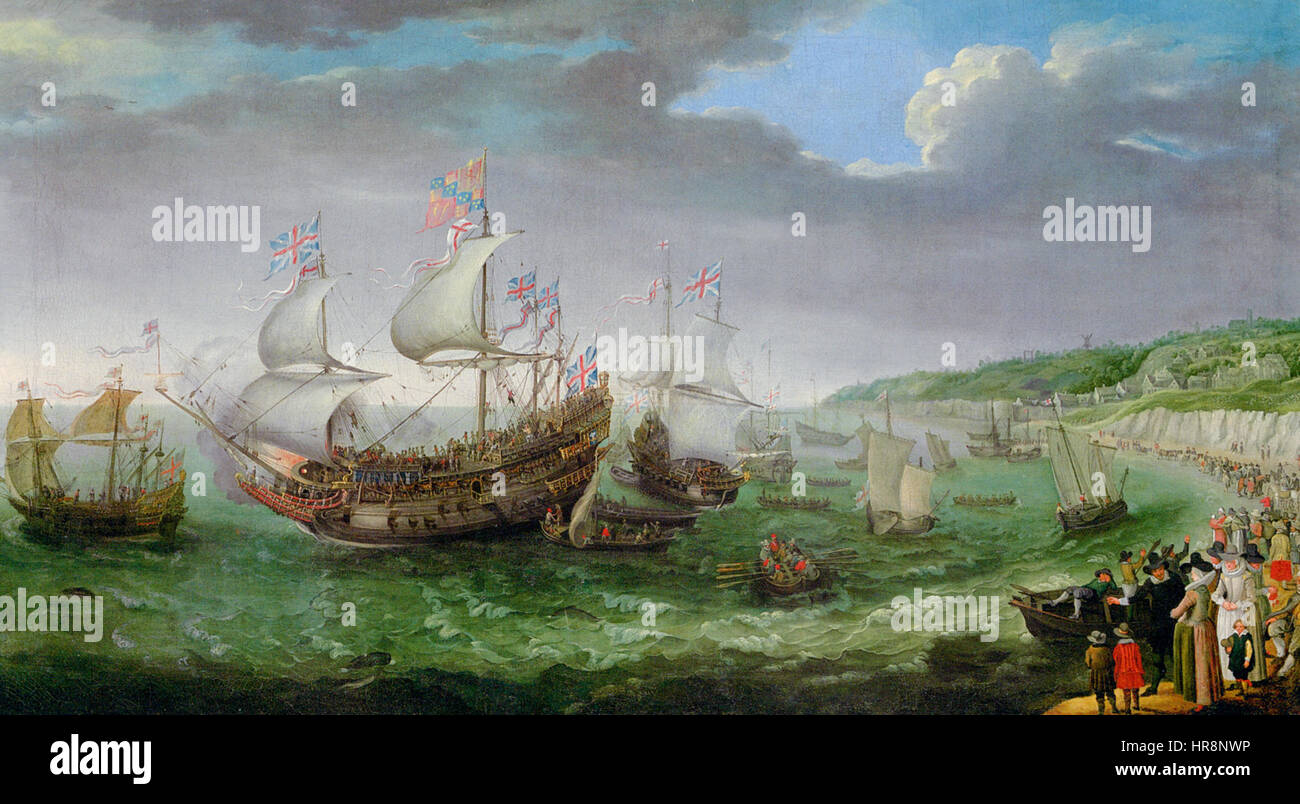 Adam Willaerts l'embarquement de l'électeur d'huile Toile-huge Palantine Banque D'Images