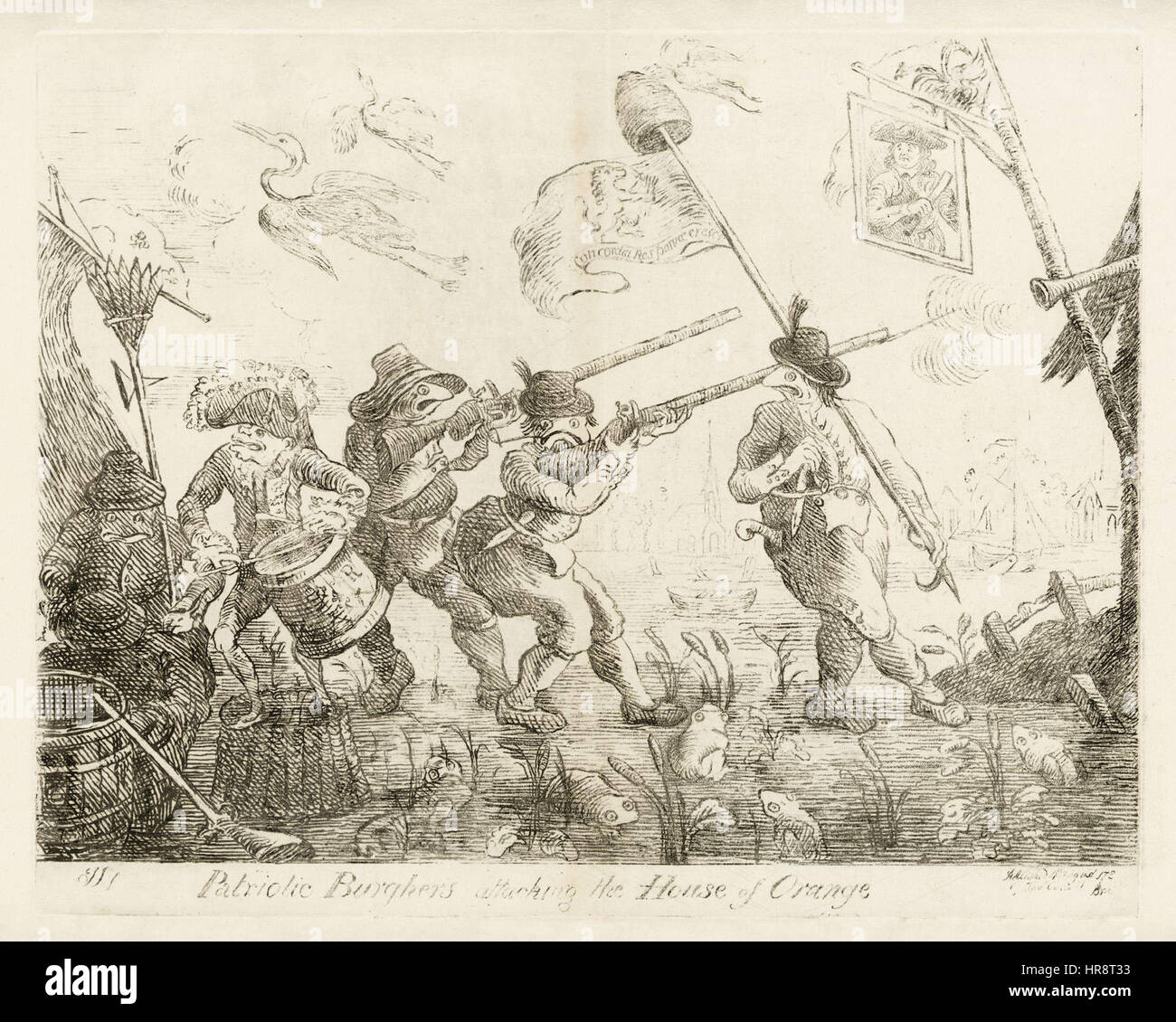 Ce tableau de Thomas Cornell illustre un moment de tension historique, où les bourgeois patriotiques affrontent la Maison d’Orange pendant une période de troubles politiques. Banque D'Images