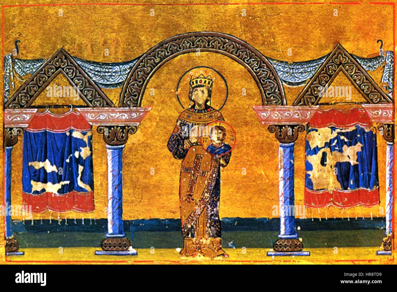 Théodora II est une impératrice byzantine, connue pour son rôle à la cour impériale et son influence politique pendant son règne. Elle a joué un rôle important dans l'histoire byzantine, en particulier au vie siècle. Banque D'Images