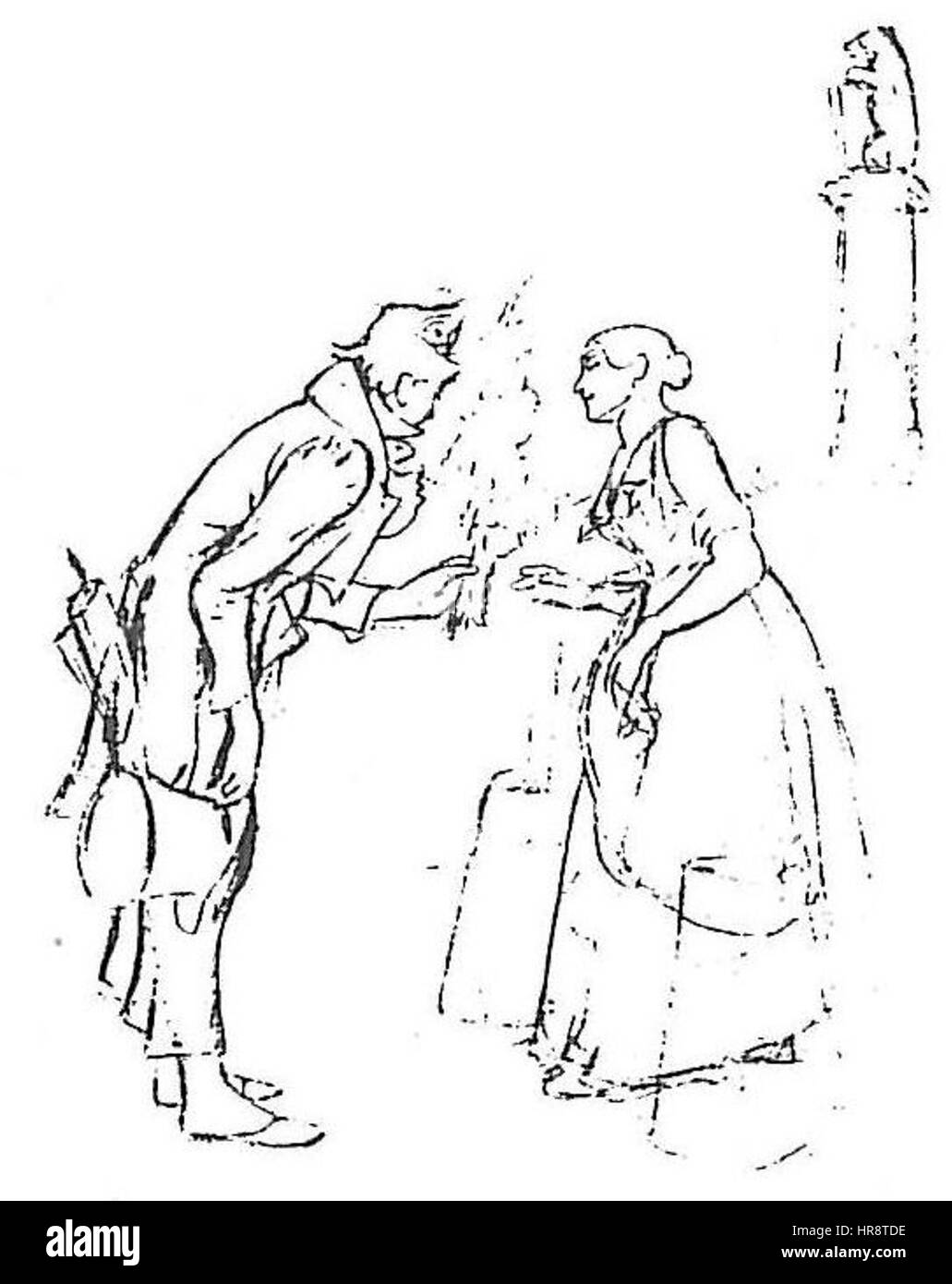 'Vorzeichnung zu Der ewige Hochzeiter' (dessin préliminaire pour le marié éternel) de Carl Spitzweg présente une première esquisse de la peinture emblématique de l'artiste, représentant une scène comique et satirique sur la nature du mariage. Banque D'Images