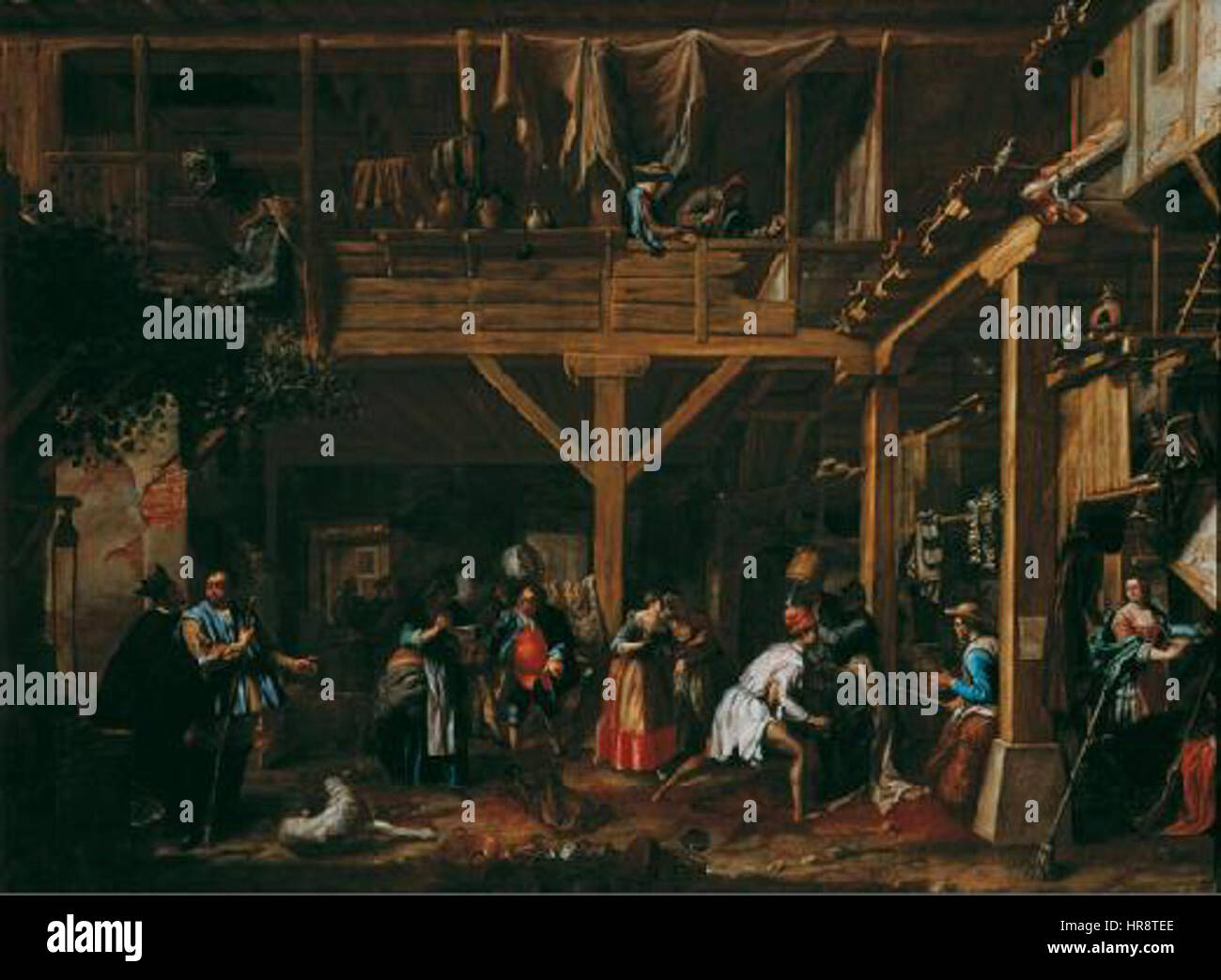 Valero Iriarte - Don Quijote en su batalla con los pellejos de vino Banque D'Images