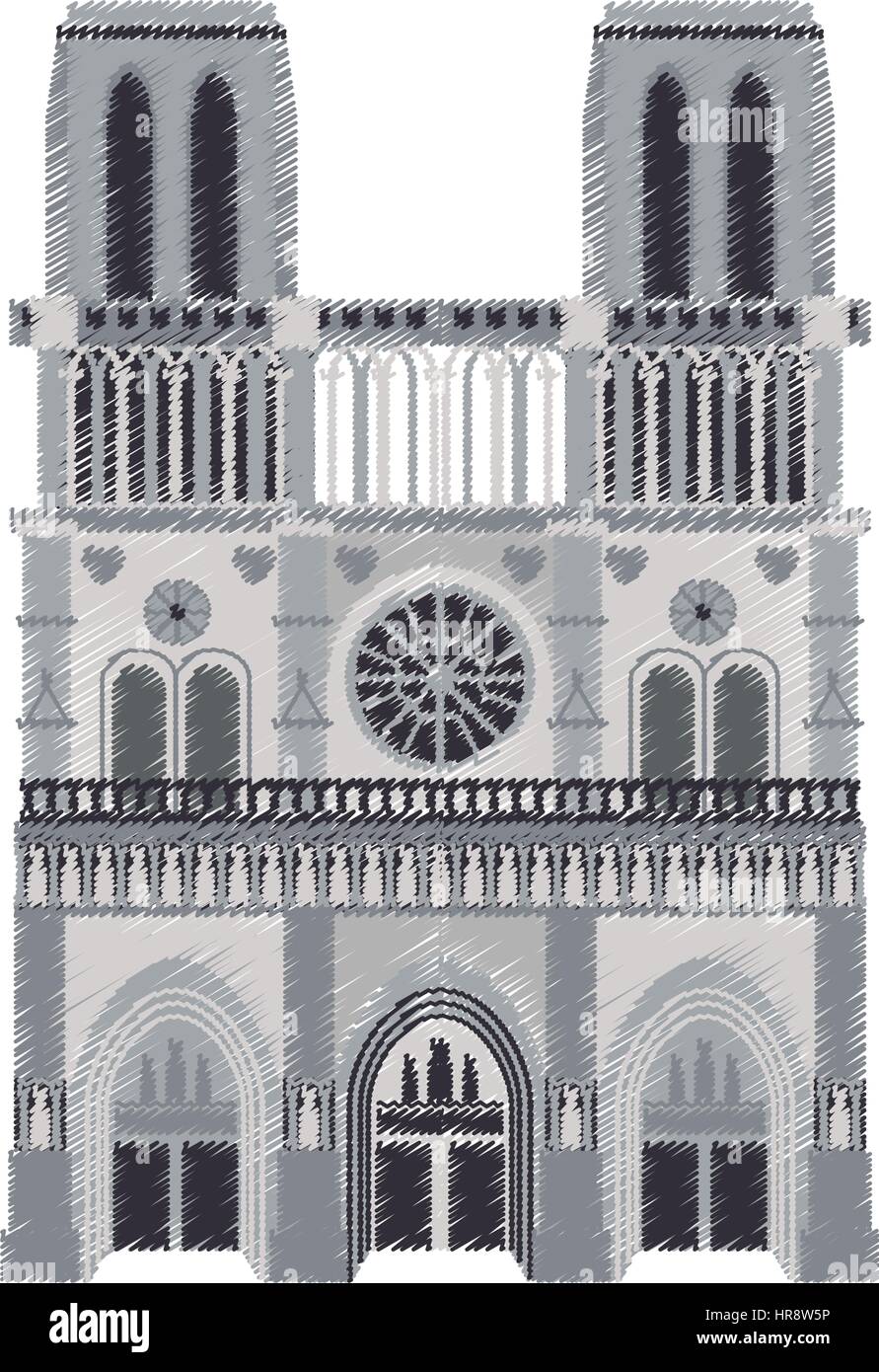 La cathédrale Notre dame paris droit Illustration de Vecteur