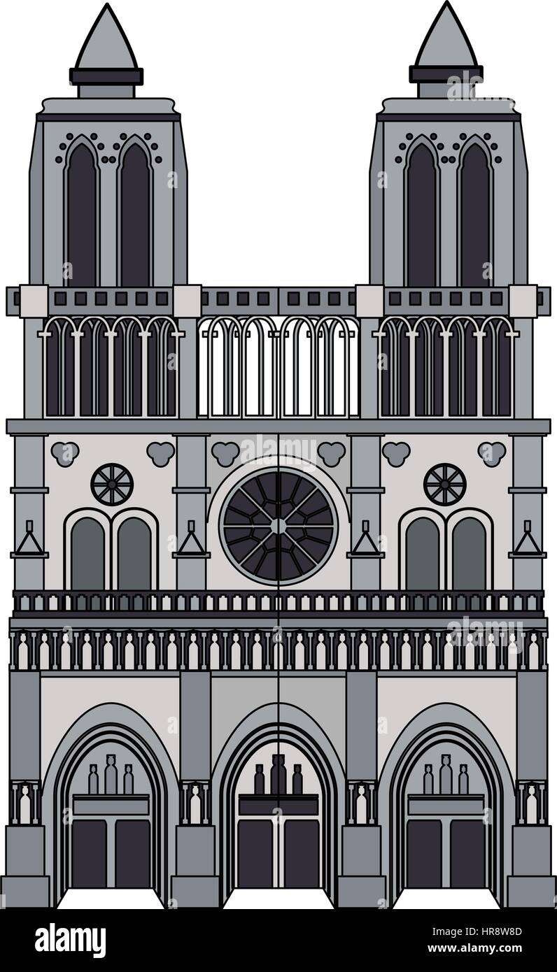 Notre Dame De Paris Dessin Facile Notre dame cathedral icon vector Banque d'images vectorielles - Page 2 - Alamy