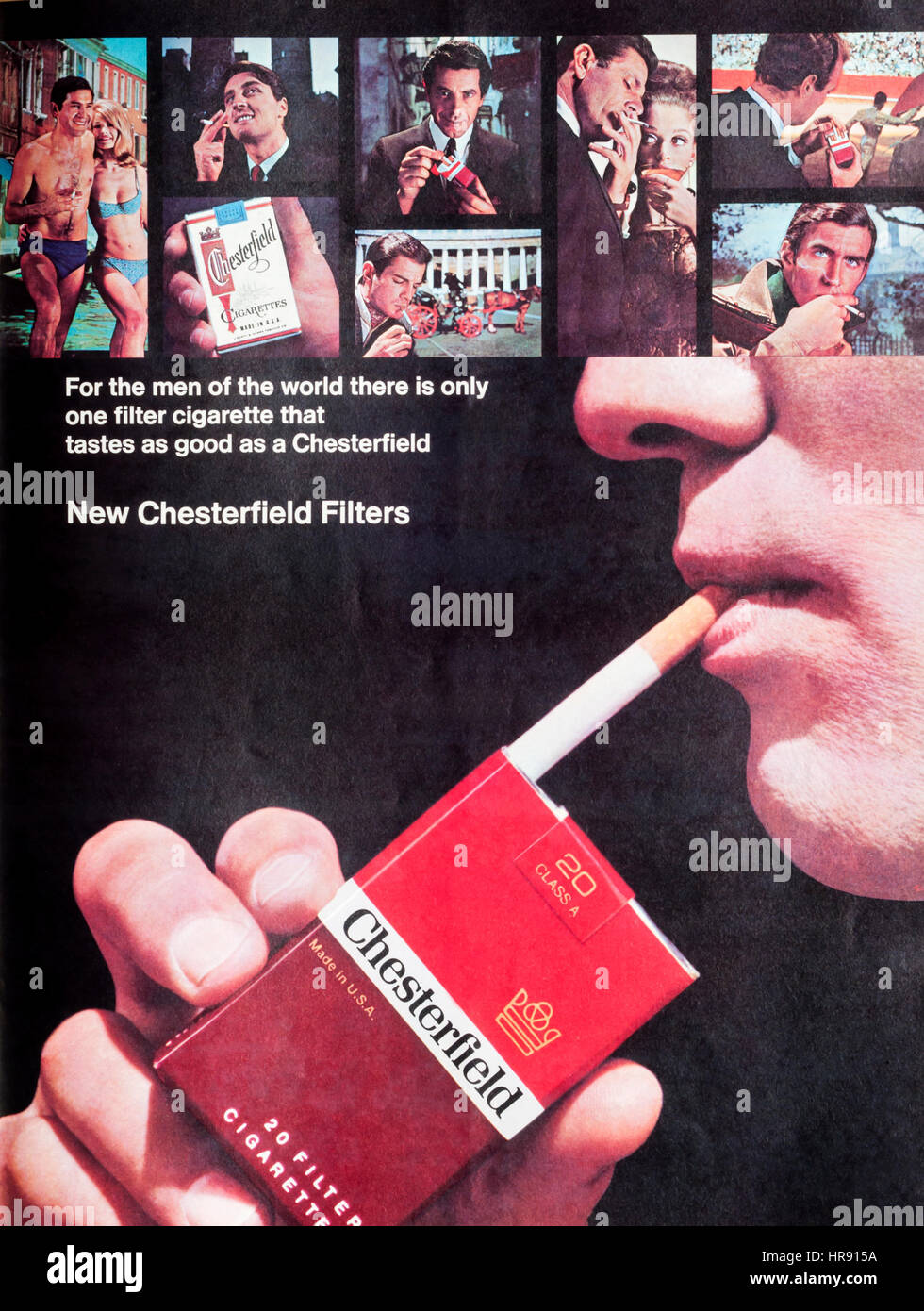 1960 La publicité pour les cigarettes Chesterfield. Fabriqué en Amérique. Banque D'Images