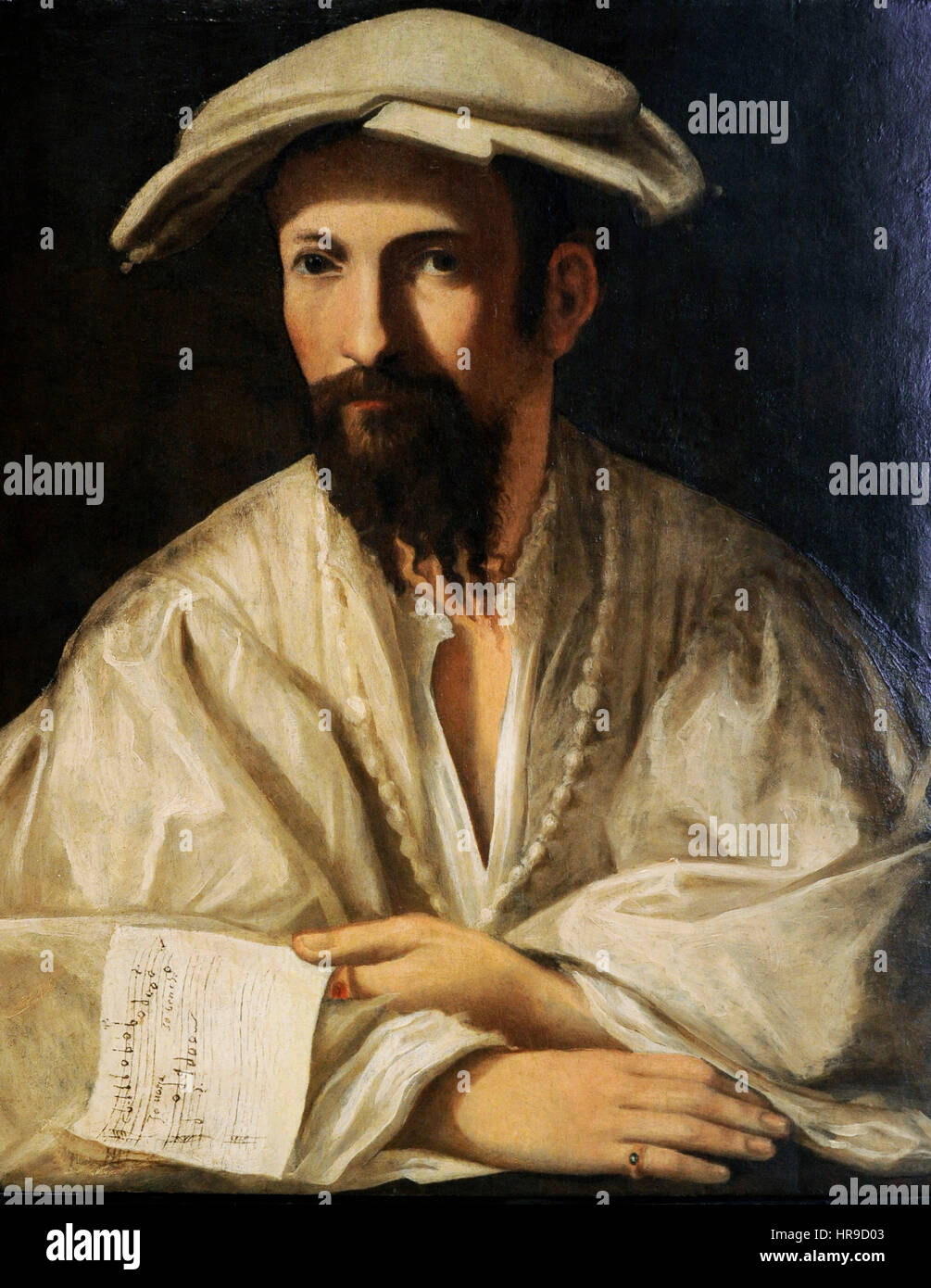 Francesco Maria Rondani (1490-1550). Peintre italien. Portrait d'un musicien. Collection Farnèse. Musée national de Capodimonte. Naples. L'Italie. Banque D'Images