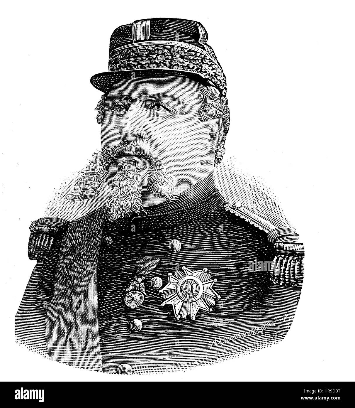 Edmond Leboeuf, 1809 - 1888, est un maréchal de France, Situation de l'époque de la guerre franco-allemande ou la guerre franco-allemande, Deutsch-Franzoesischer Krieg, 1870-1871, reproduction d'une gravure originale de l'année 1885, l'amélioration numérique Banque D'Images