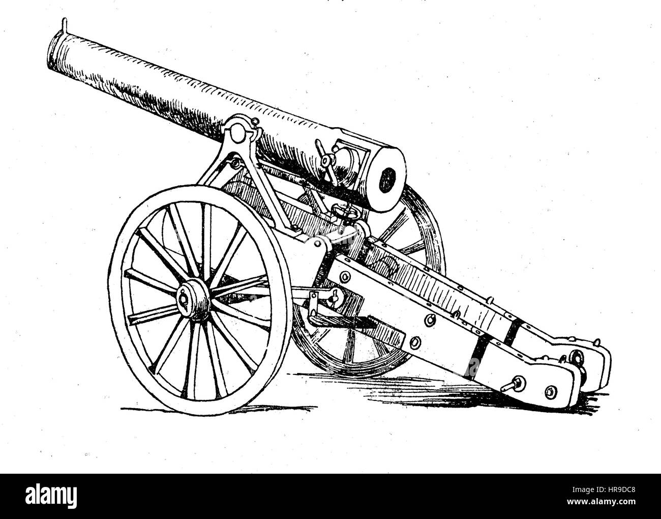 L'artillerie de siège de la Prusse, de la situation de l'époque de la guerre franco-allemande ou la guerre franco-allemande, Deutsch-Franzoesischer Krieg, 1870-1871, reproduction d'une gravure originale de l'année 1885, l'amélioration numérique Banque D'Images