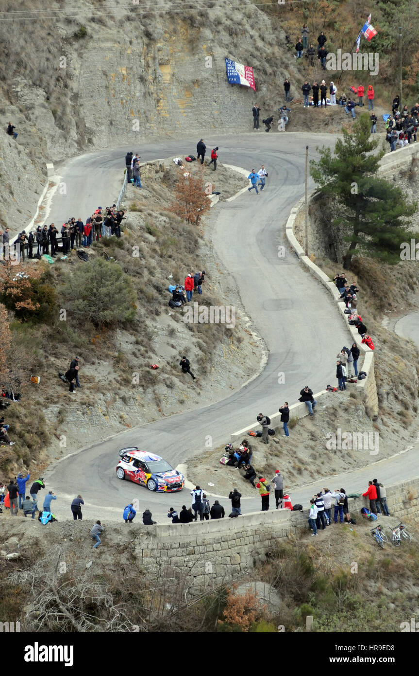 Sebastien Loeb, Rallye Montecarlo, WRC World Rally Championship 2011 Banque D'Images