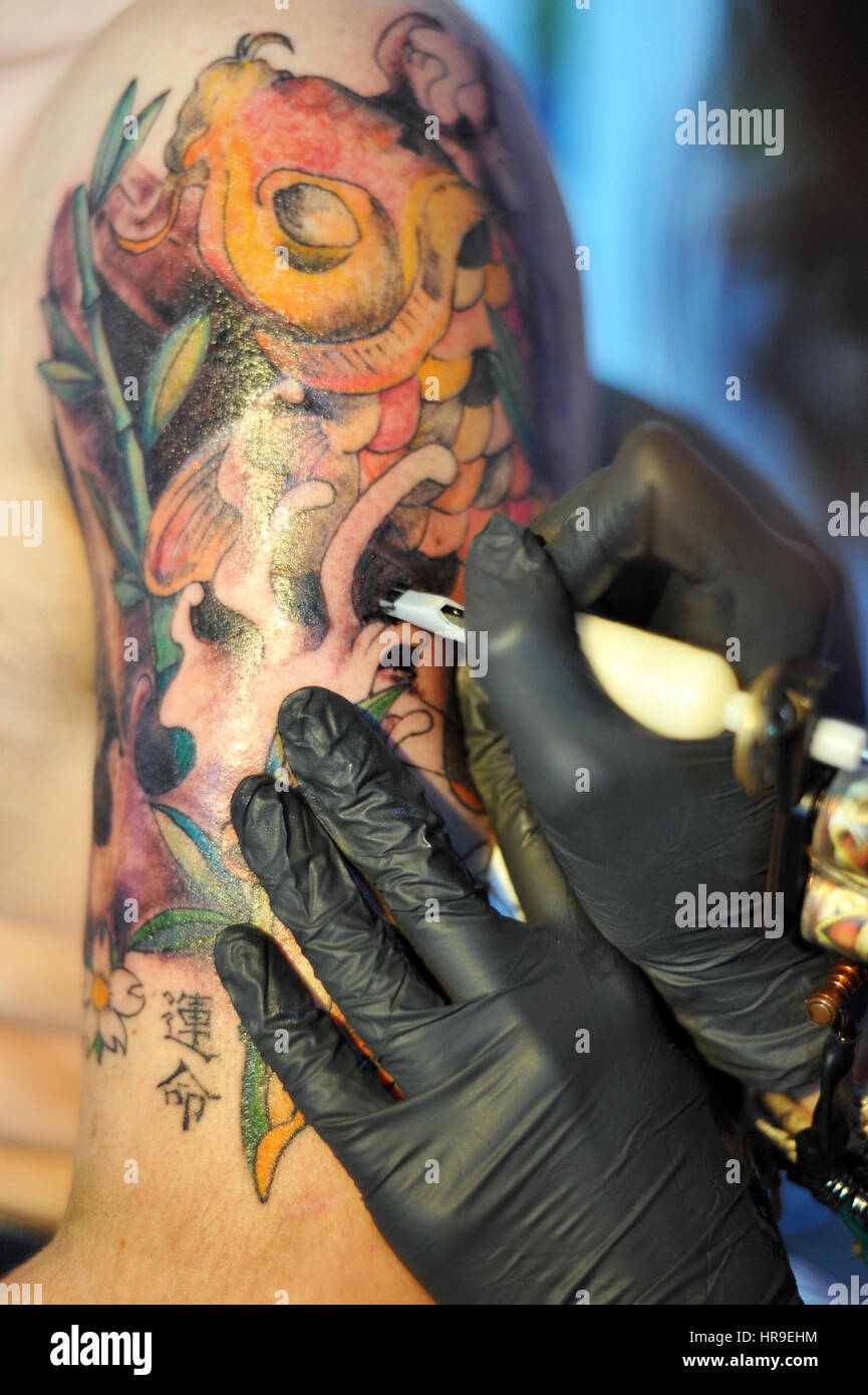 Tatouage poisson Koi Banque D'Images