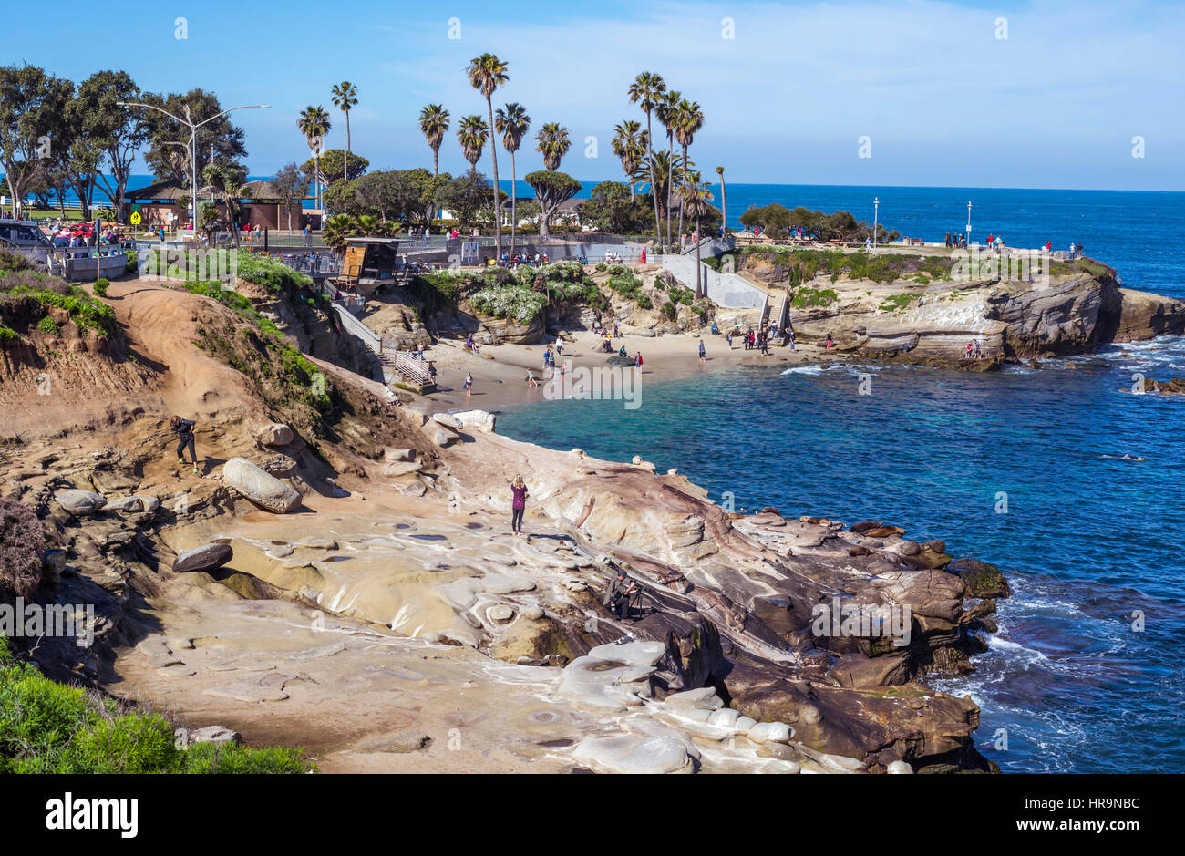 Les gens à la crique la Jolla un jour d'hiver. La Jolla, Californie. Banque D'Images