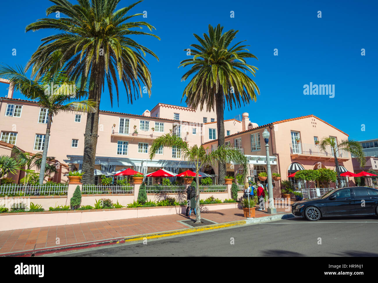 La vue de l'Hôtel Valencia sur rue. La Jolla, Californie. Banque D'Images