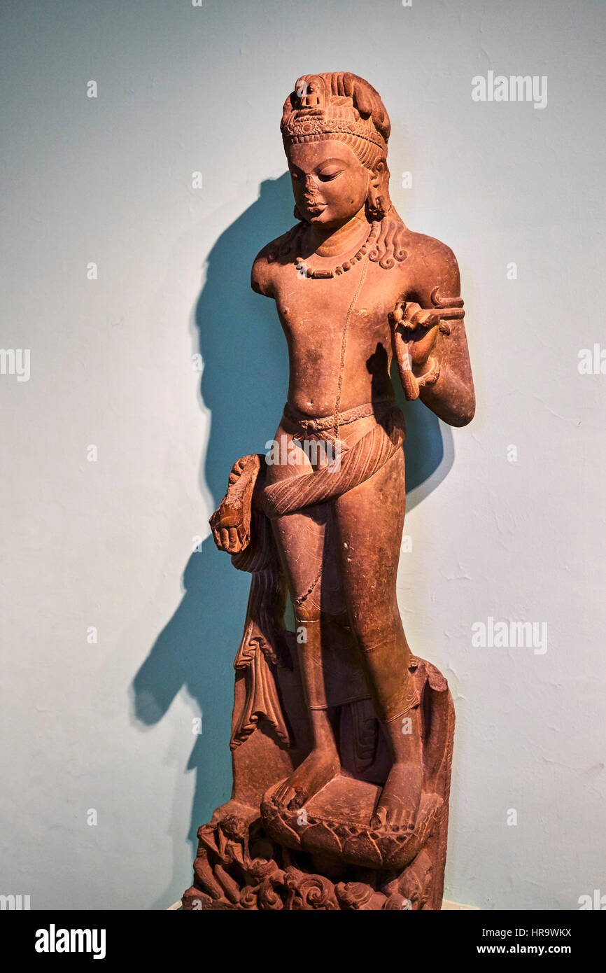 L'Inde, Delhi, New Delhi, National Museum, statue de bodhisattva 5e siècle Banque D'Images