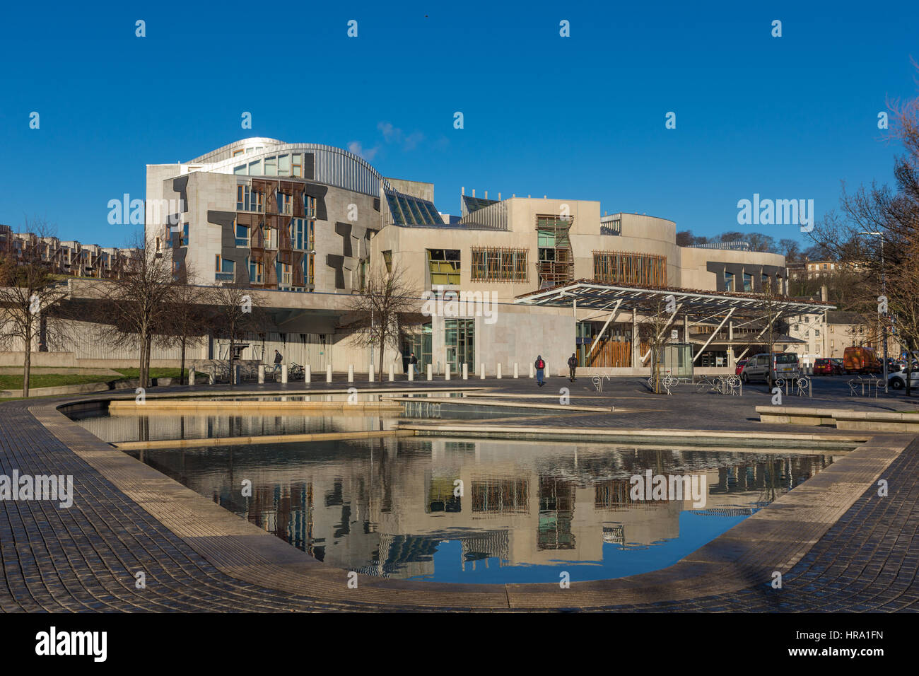 Le bâtiment du parlement écossais, à Holyrood Edinburgh conçu par l'architecte espagnol, Enric Miralles Banque D'Images