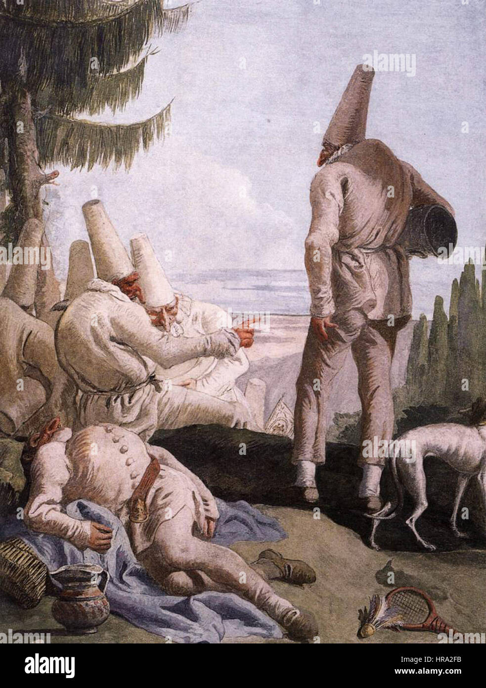 Le départ de Pulcinella, Giovanni Domenico Tiepolo Banque D'Images