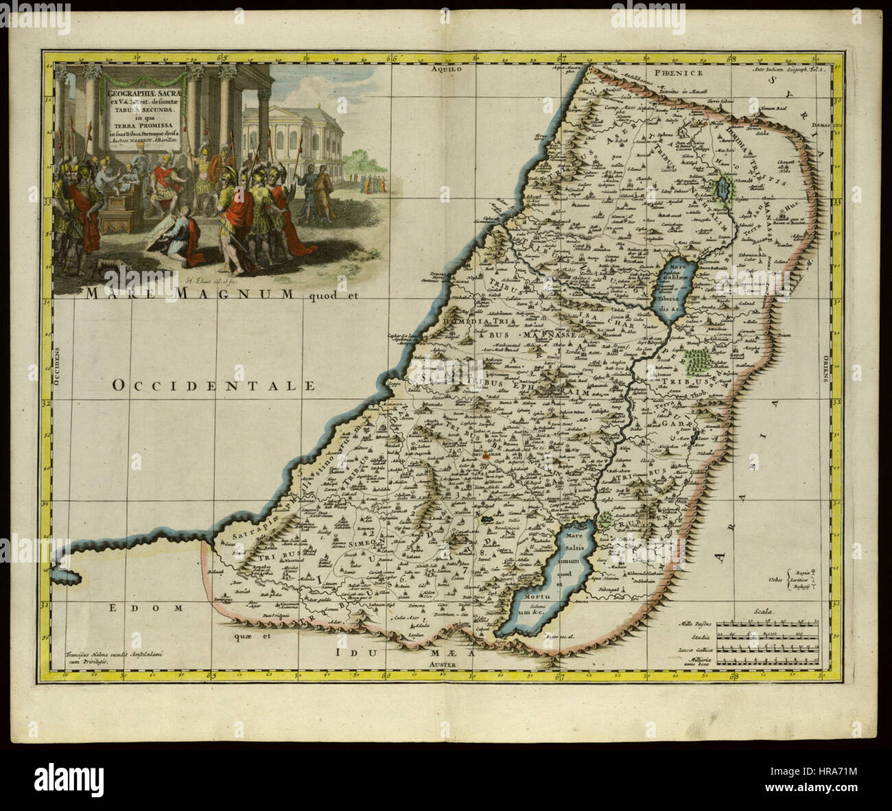 Deuxième carte de géographie sacrée recueillie à partir de l'ancien et le Nouveau Testament- Cette carte montre la Terre Promise divisé en ses tribus et régions BNM2885 Banque D'Images