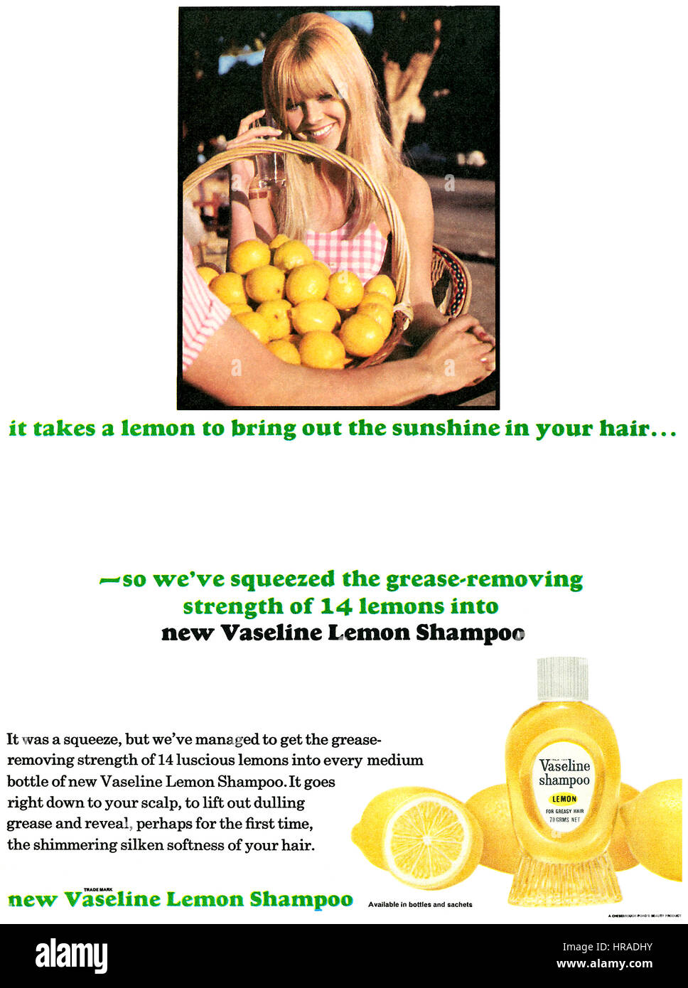 1967 La publicité pour le shampooing citron de vaseline Photo Stock - Alamy