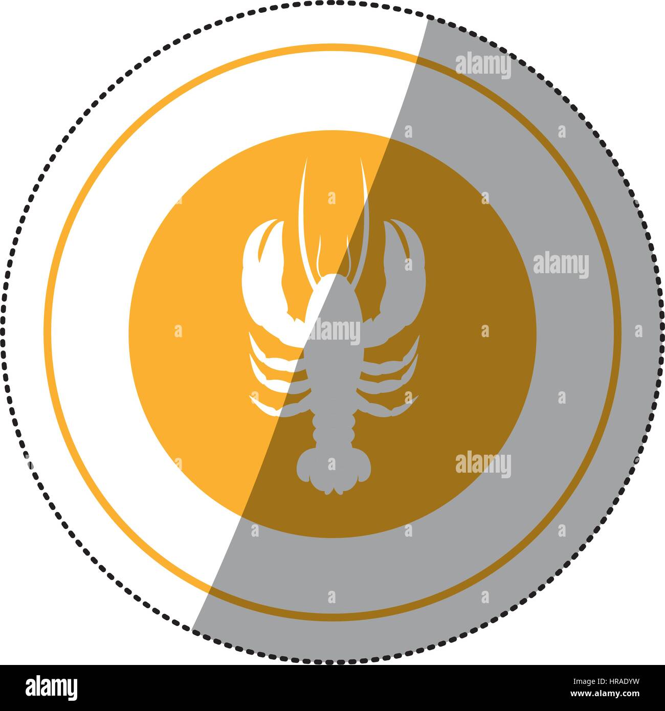 Sticker silhouette du homard dans le châssis circulaire Illustration de Vecteur