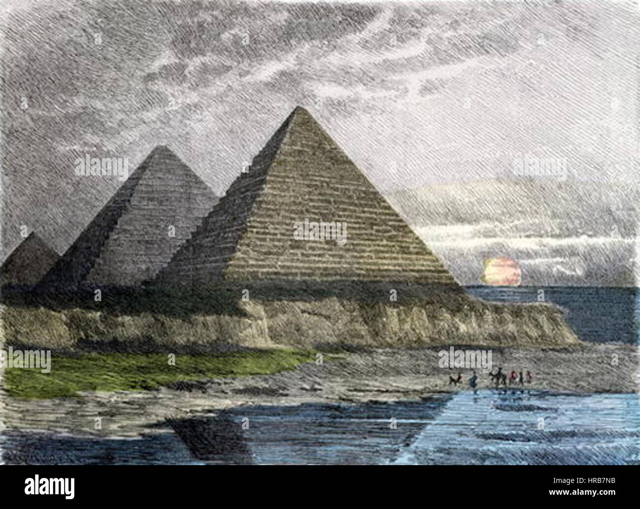 Pyramides de Gizeh par Fedinand Knab (1886) Banque D'Images