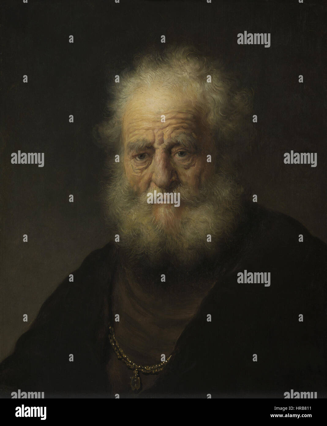 Étude de Rembrandt un vieil homme avec une chaîne en or - GK 233 Banque D'Images