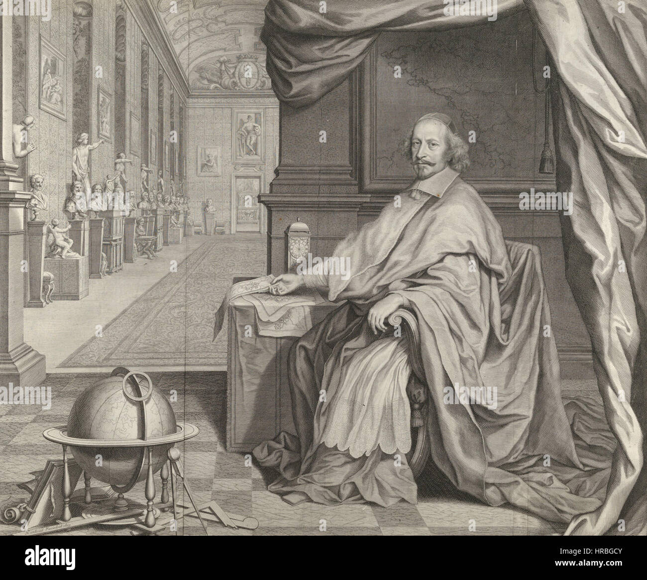 Robert Nanteuil, Cardinal Jules Mazarin assis dans la galerie de son palais, 1659 Banque D'Images