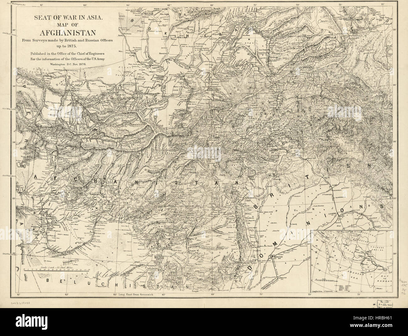 Siège de la guerre en Asie. La carte de l'Afghanistan BNM12986 Banque D'Images