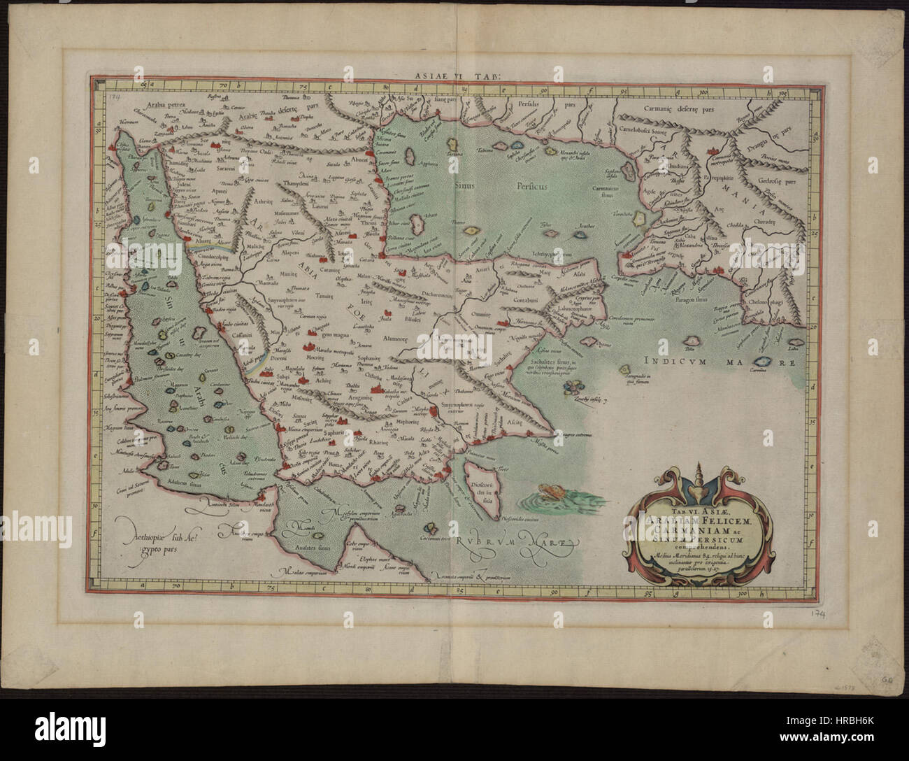 Sixième Carte Asie- qui comprend, Arabia Felix Carmania, et le golfe Persique BNM2916 Banque D'Images