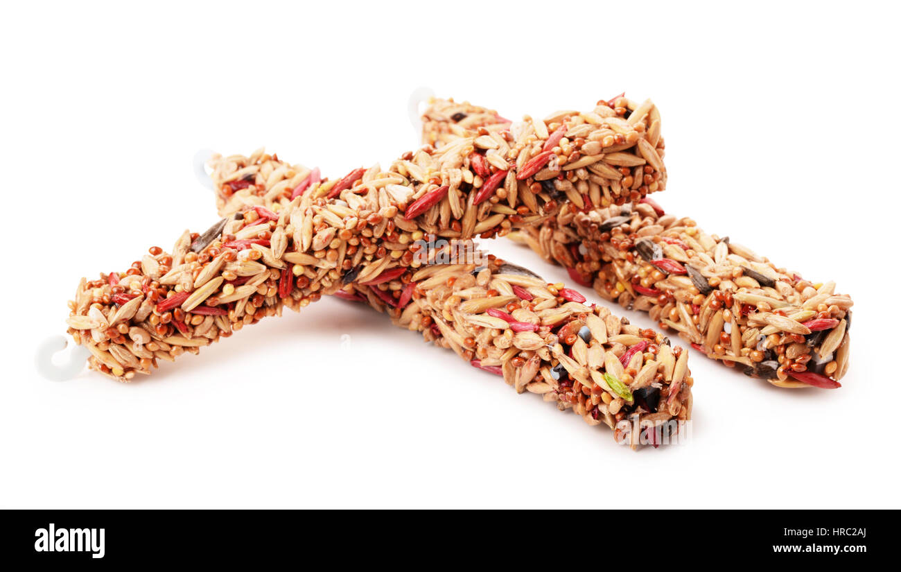 Appuyé sur la nourriture pour rongeurs Maison, hamsters, rats, chinchillas, souris, écureuils isolé sur fond blanc Banque D'Images