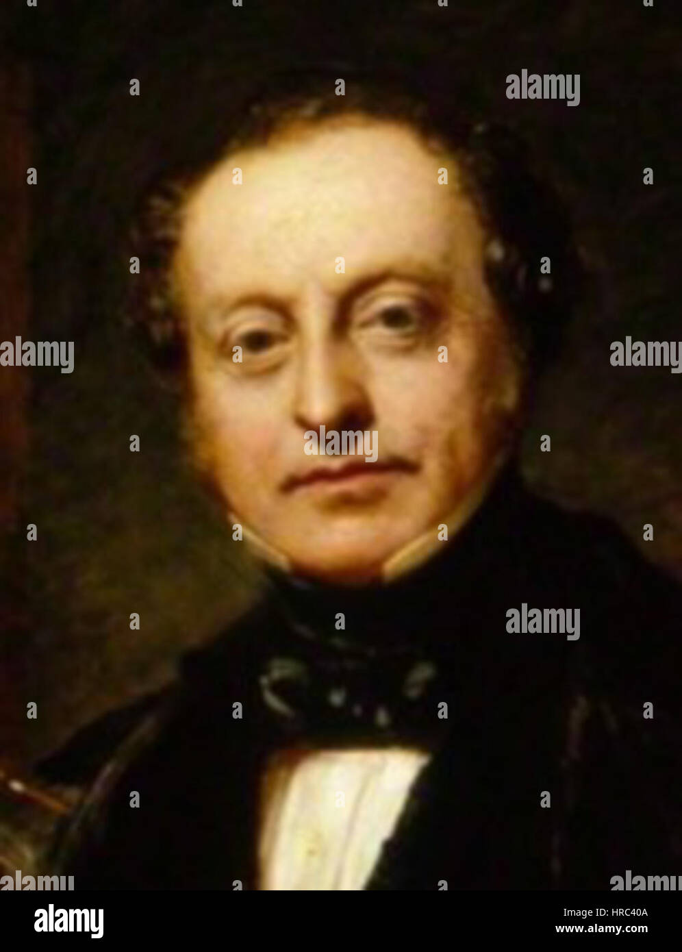Sir Charles Barry, architecte anglais et surintendant des travaux du Palais de Westminster, dans un détail d'une peinture de John Prescott Knight, vers 1851. Banque D'Images