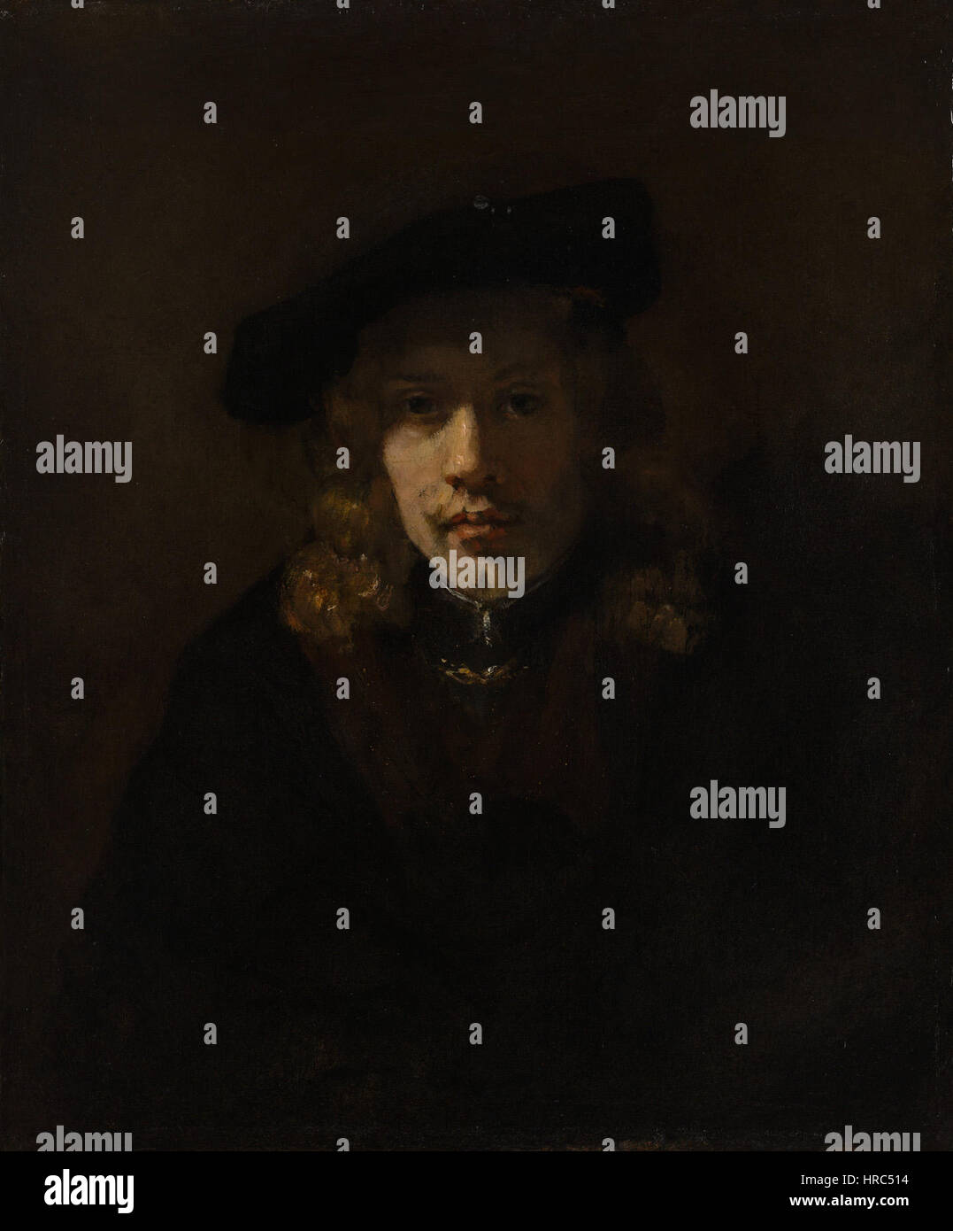 Rembrandt - homme dans un béret - RENCONTRÉ Banque D'Images