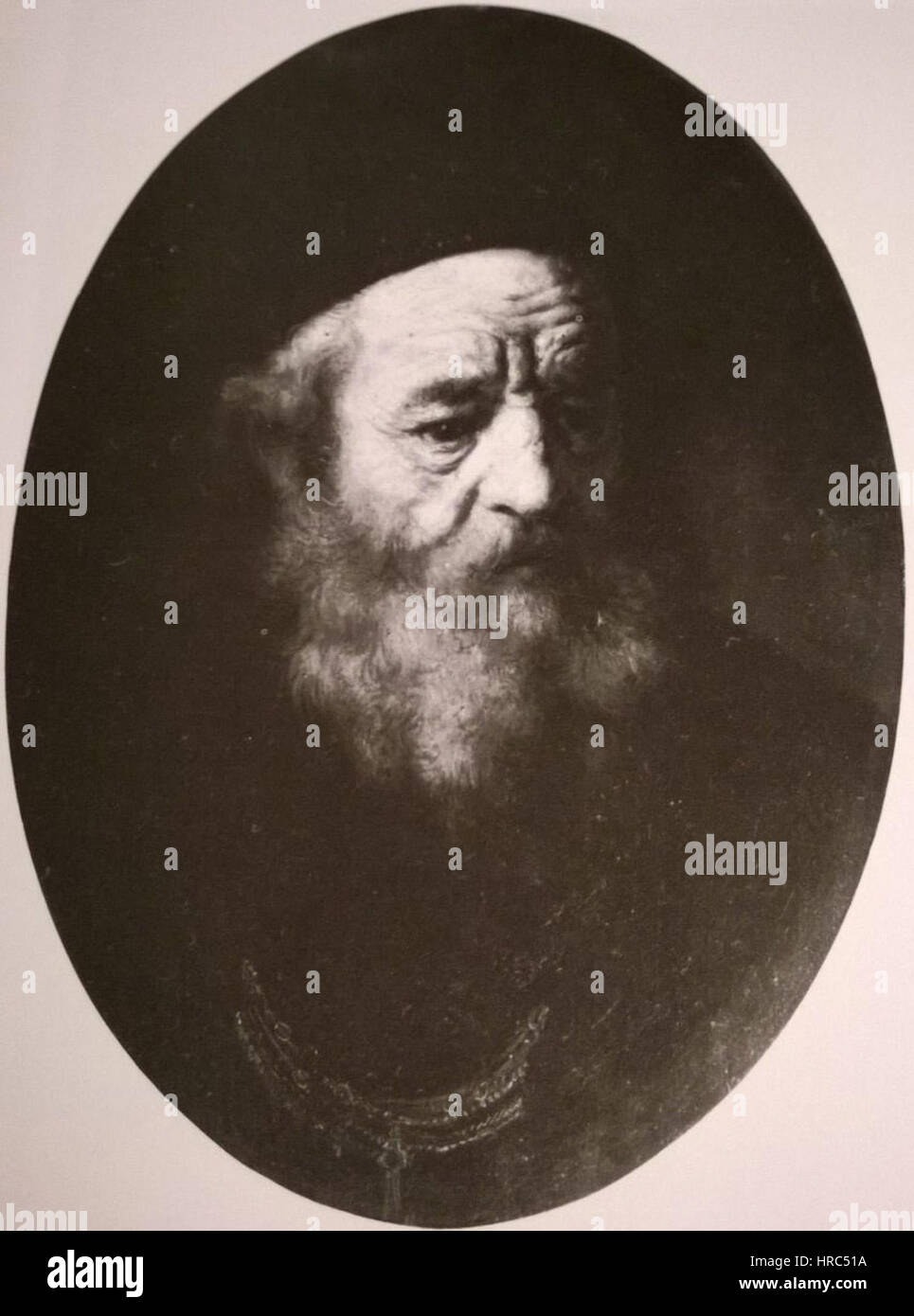 Rembrandt - portrait ovale d'un vieil homme barbu Banque D'Images