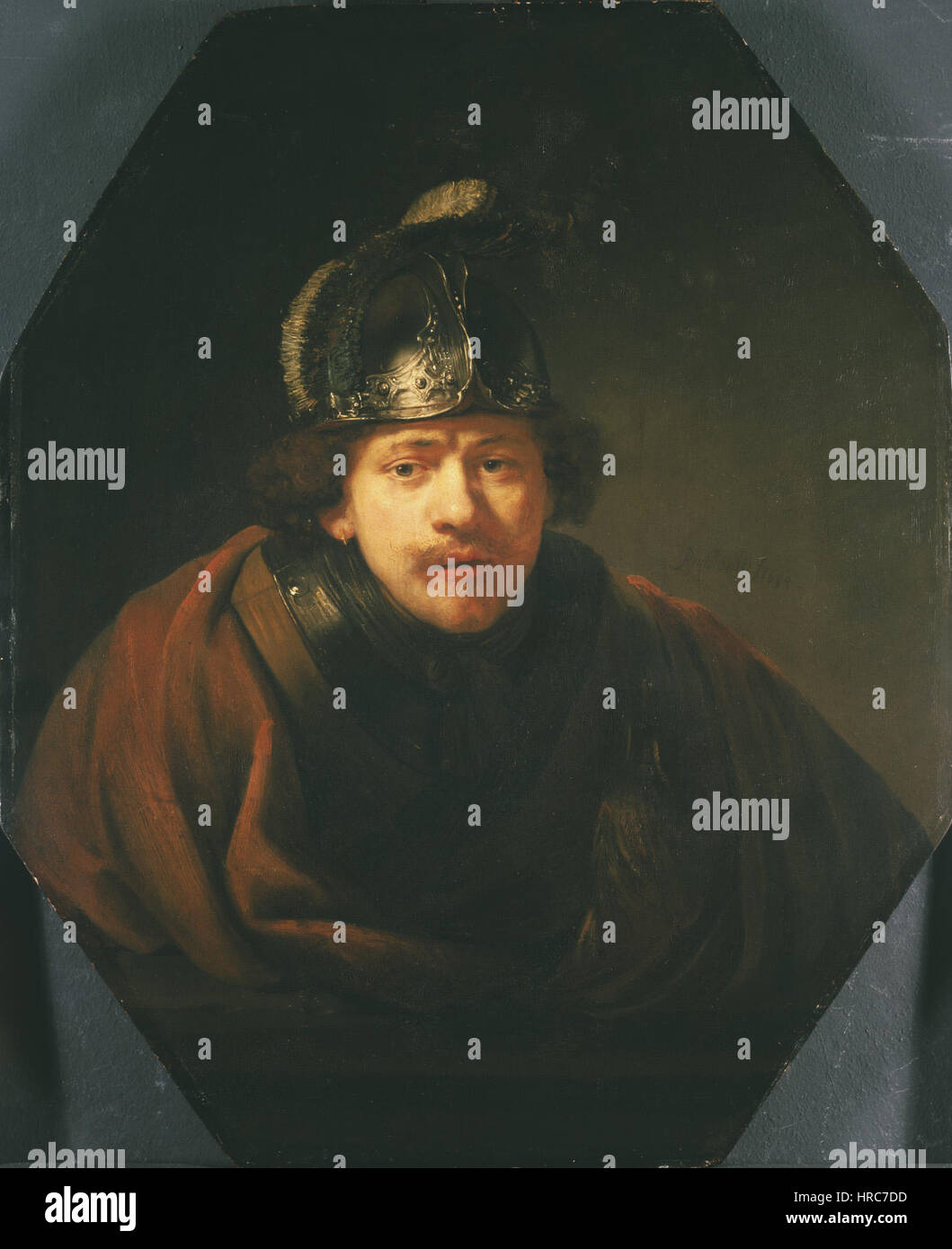 Rembrandt - l'auto-portrait avec un casque Banque D'Images Rembrandt - l'auto-portrait avec un casque Banque D'Images