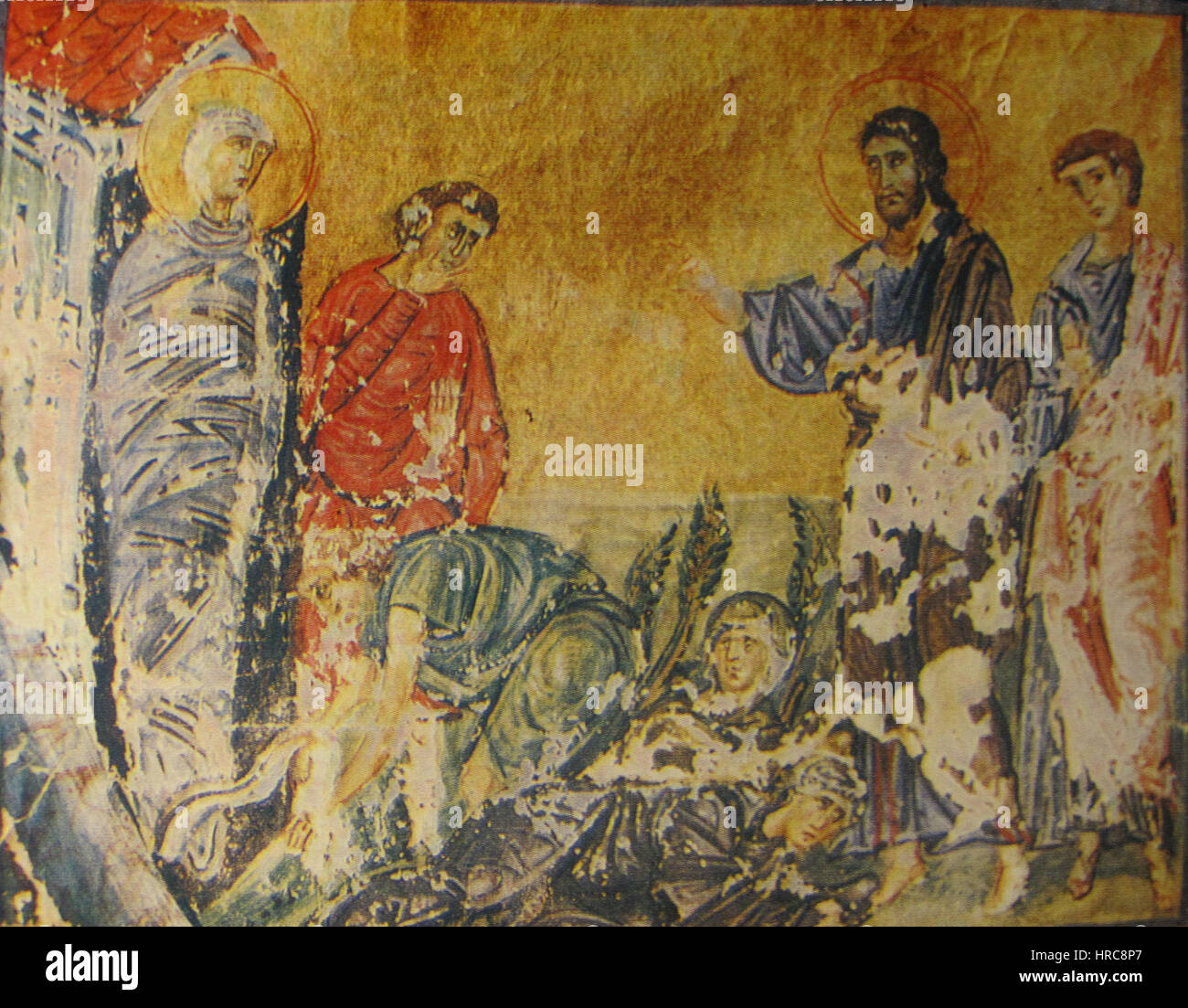 La résurrection de Lazare. Euthymius Athonite Synaxarium A-684, 34r, 1030 Banque D'Images