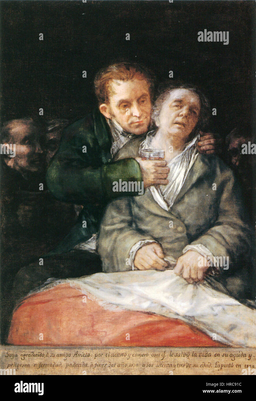 L'auto-portrait avec le Dr Arrieta de Francisco de Goya Banque D'Images