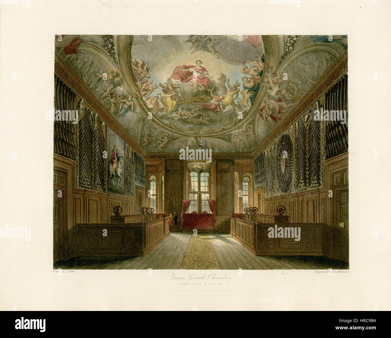 Chambre Queen's Guard, le château de Windsor, de résidences royales, l'Pyne 1819 - panteek pyn1797-222 Banque D'Images