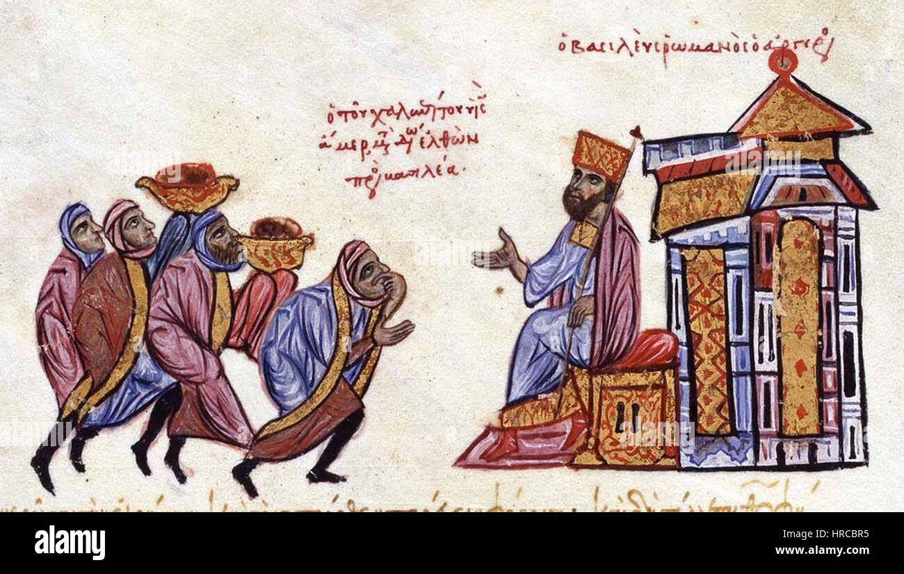 Romanos III reçoit une délégation arabe dirigé par Amer Banque D'Images