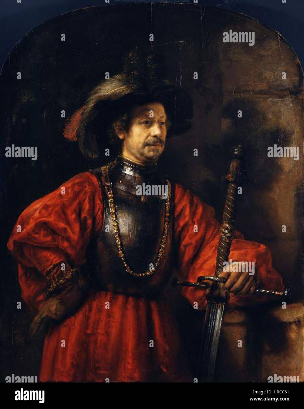 Rembrandt - Portrait d'un homme en costume militaire Banque D'Images