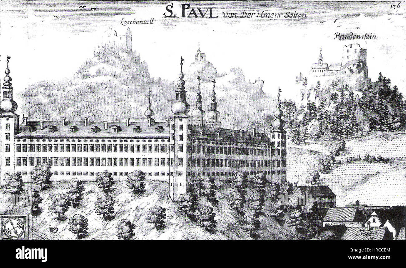 Sankt Paul im Lavanttal - Valvasor 1688 Banque D'Images