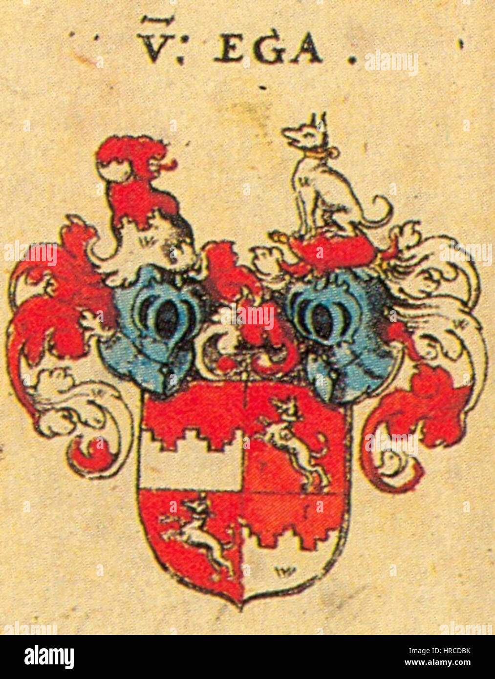 *Siebmacher 121-EGA* fait référence à un dessin héraldique historique spécifique présenté dans *Wappenbuch* de Siebmacher, un livre allemand d’armoiries. Cette page présente une illustration détaillée d'un blason familial ou régional, représentant la tradition héraldique européenne. Banque D'Images