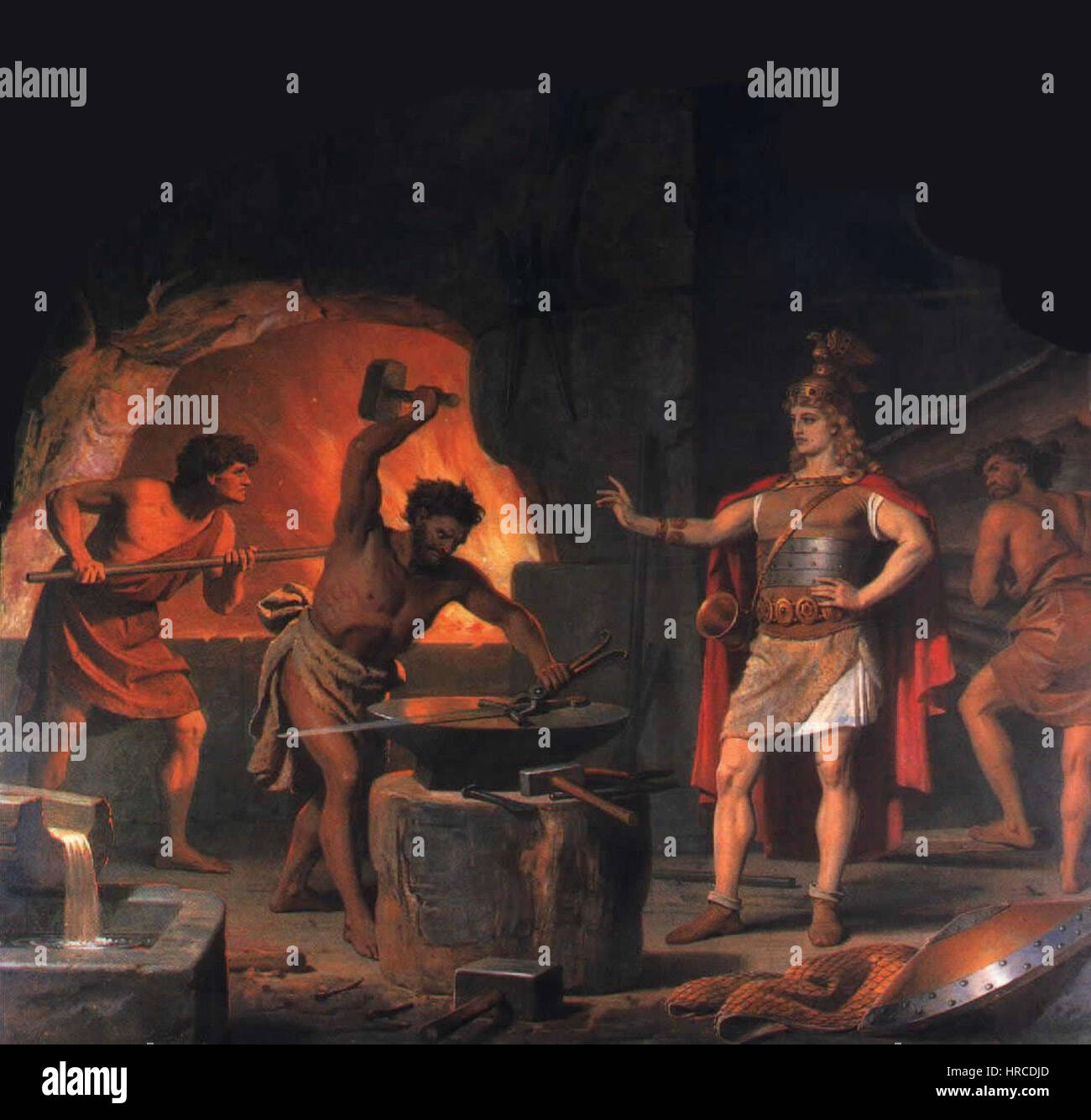 Siegfried dans la forge de Regin Banque D'Images