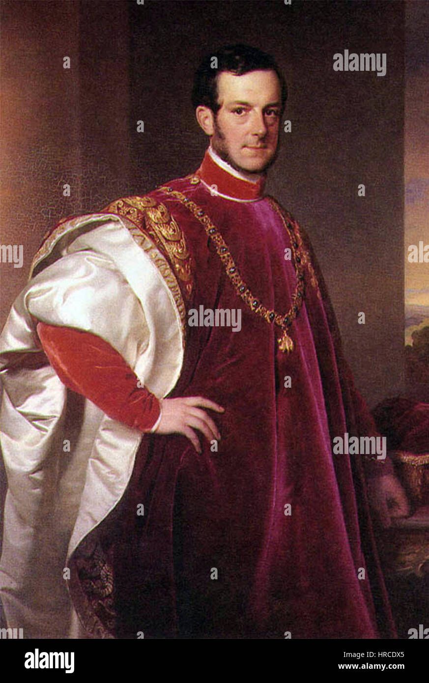 Johann Adolf II Schwarzenberg était une figure noble et militaire du XIXe siècle. Son portrait reflète probablement le style formel et aristocratique de l'époque, capturant son statut et son comportement. Banque D'Images