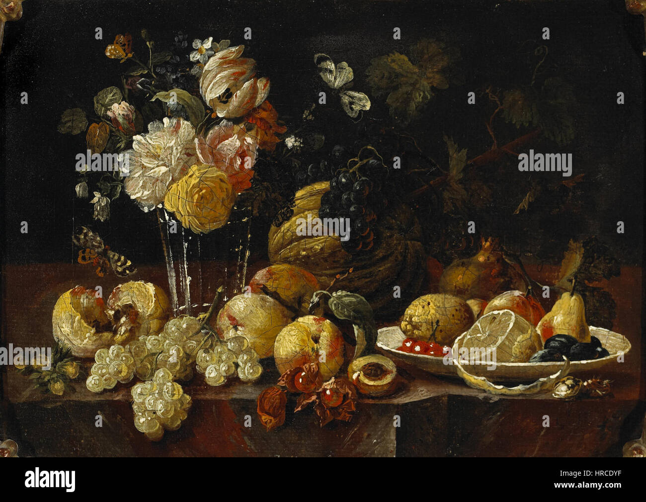 Johann Amandus Winck - Stilleben mit Blumen in einer vase transparent, mit Zitrone etc Banque D'Images