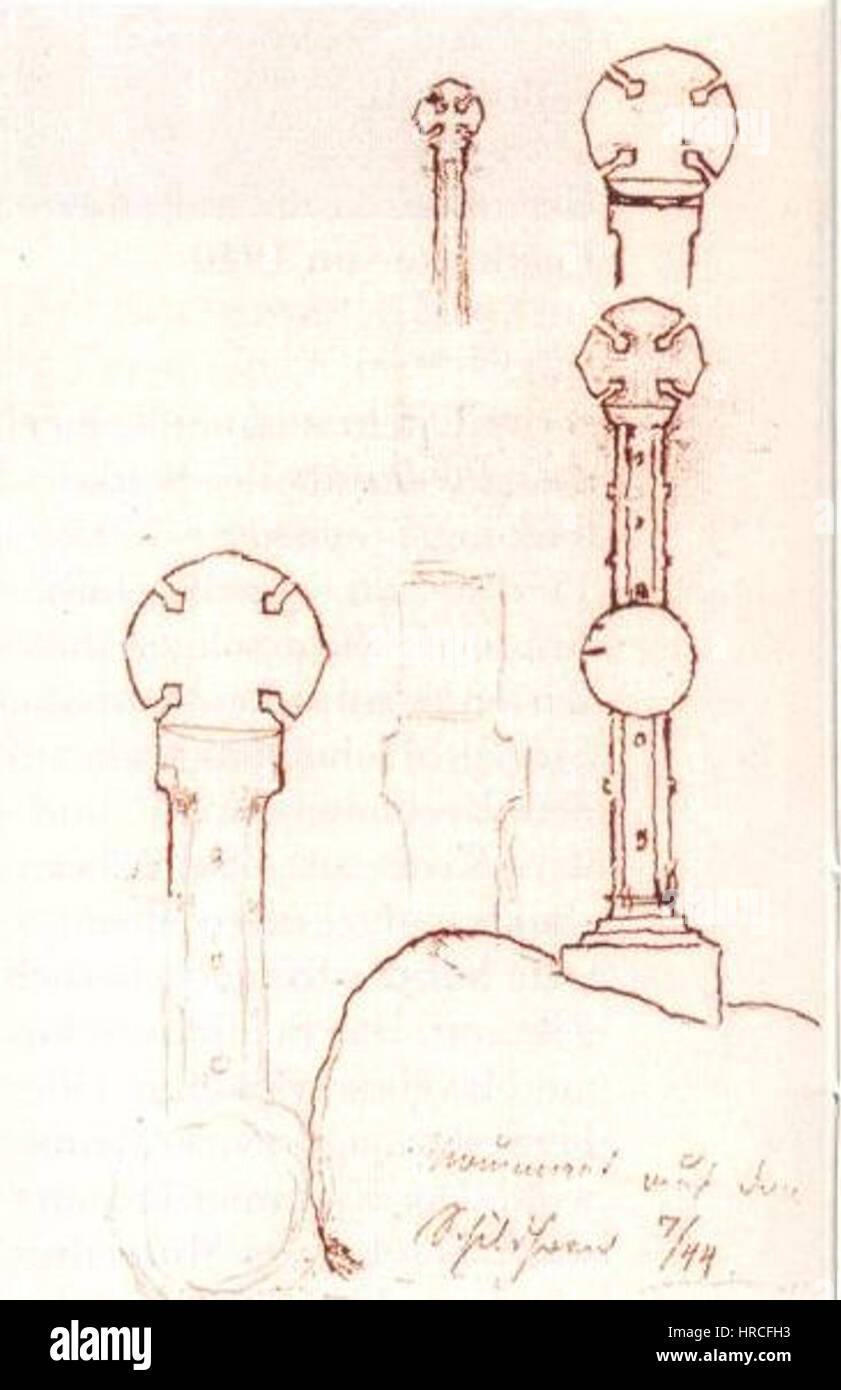 Ce croquis du monument du Schildhorn illustre la conception d'un mémorial commémorant des événements historiques. Le monument, avec ses caractéristiques détaillées, reflète l'importance du moment historique qu'il mémorise. Banque D'Images