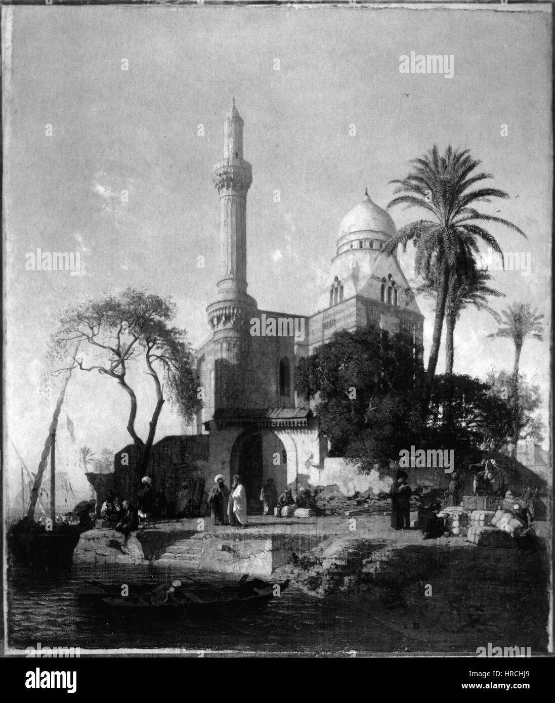 Prosper Marilhat - paysage avec mosquée - Walters 3796 Banque D'Images